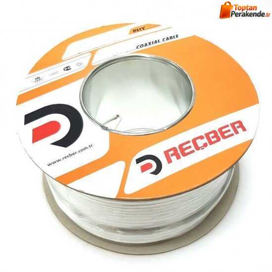 Reçber RG6 U6 PHY-PVC Cu/Cu Anten Kablosu Eca Beyaz 100lük
